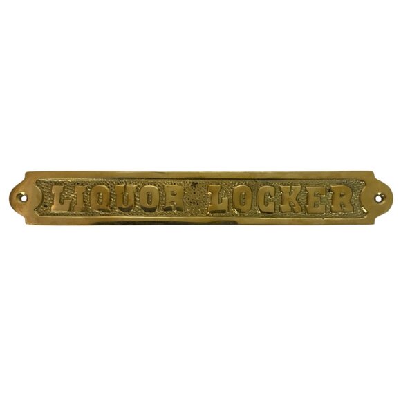 Vintage Brass Liquor Locker Plaque Wall Mount By Moby Dick Specialties India - Picture 1 of 3